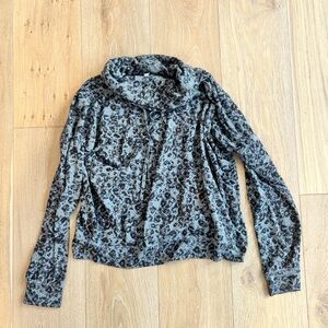 Leopard Print Cowl Neck Pullover Sweat Shirt
